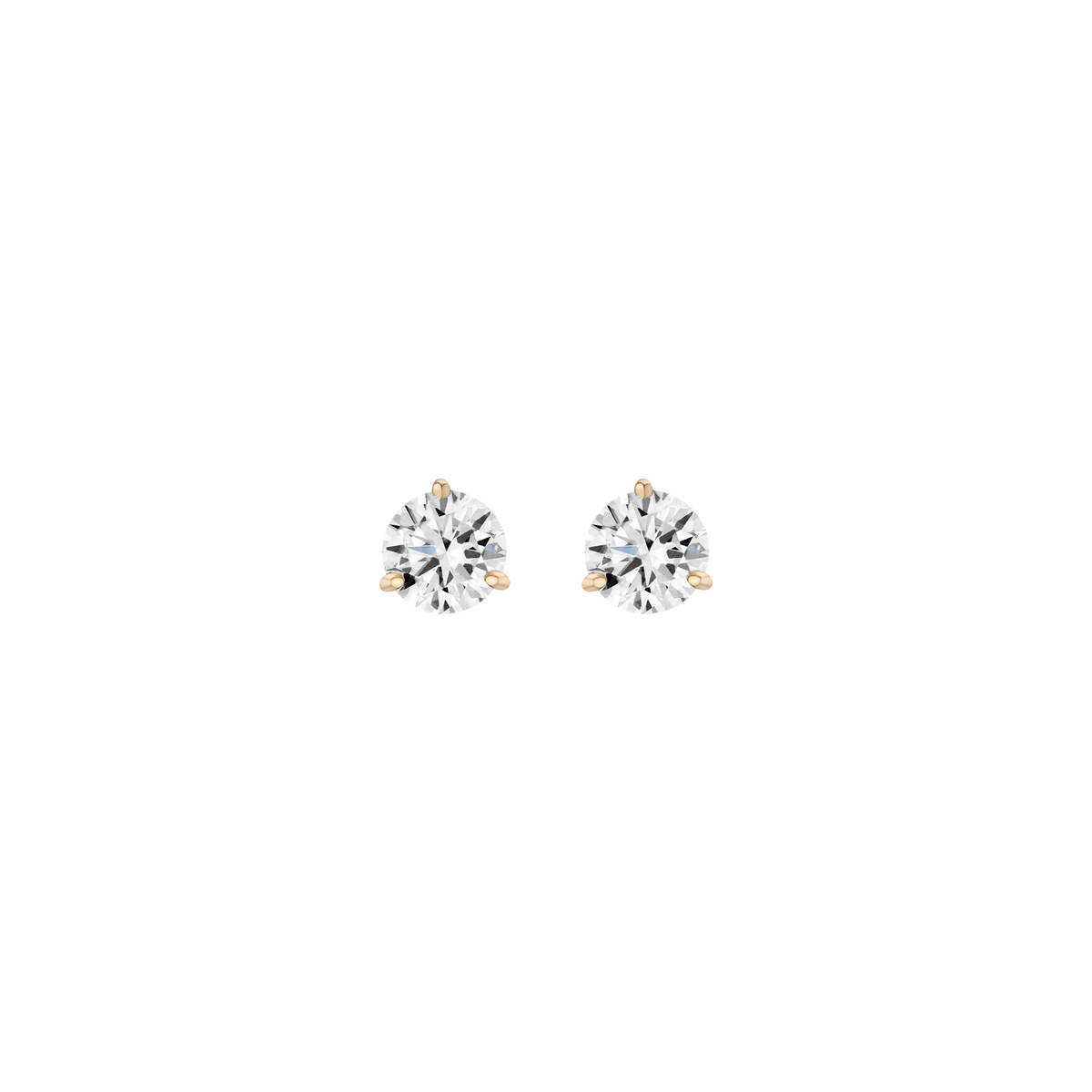 Lab Grown Diamond Three Prong Martini Stud Earrings 14k Yellow Gold Single Pair 2ct First