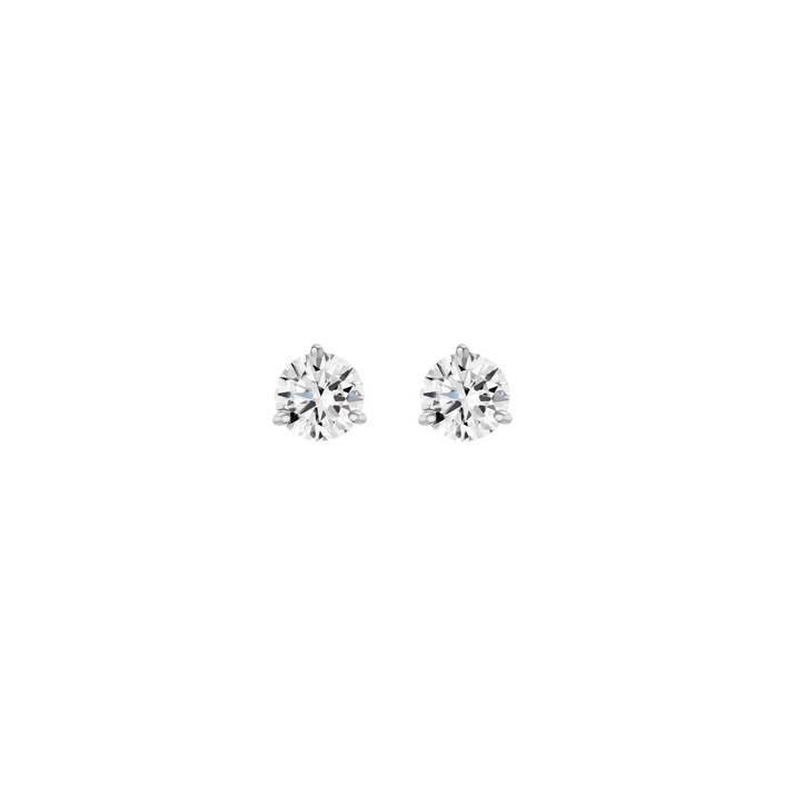 Lab Grown Diamond Three Prong Martini Stud Earrings 14k White Gold Single Pair 2ct First