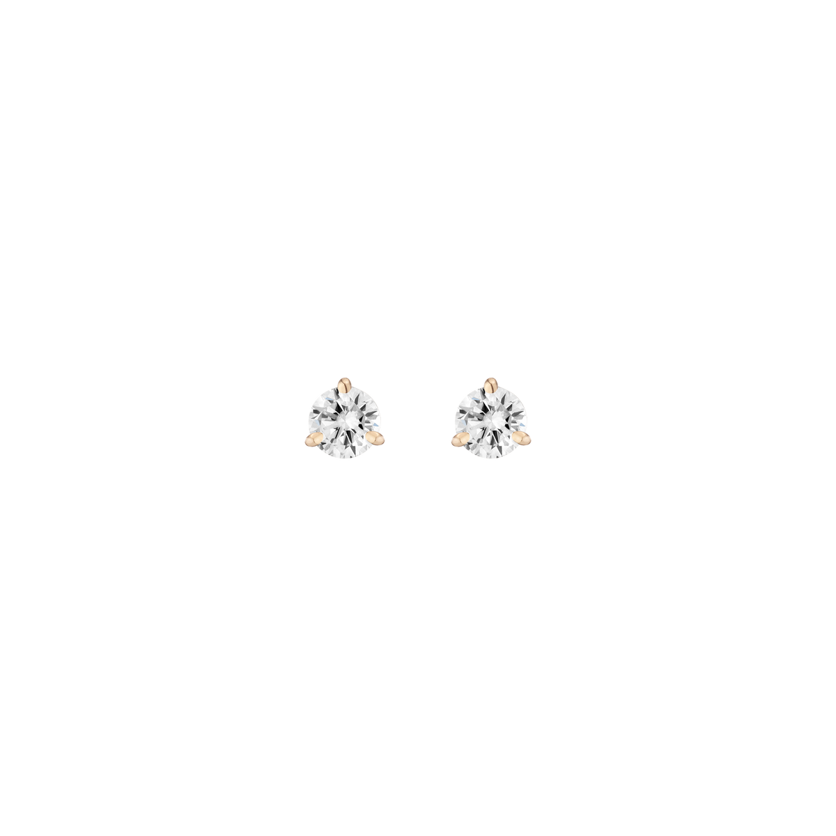 Lab Grown Diamond Three Prong Martini Stud Earrings 14k Yellow Gold Single Pair 1ct First
