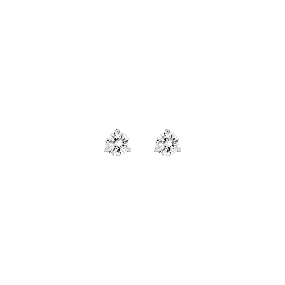 Lab Grown Diamond Three Prong Martini Stud Earrings 14k White Gold Single Pair 1ct First