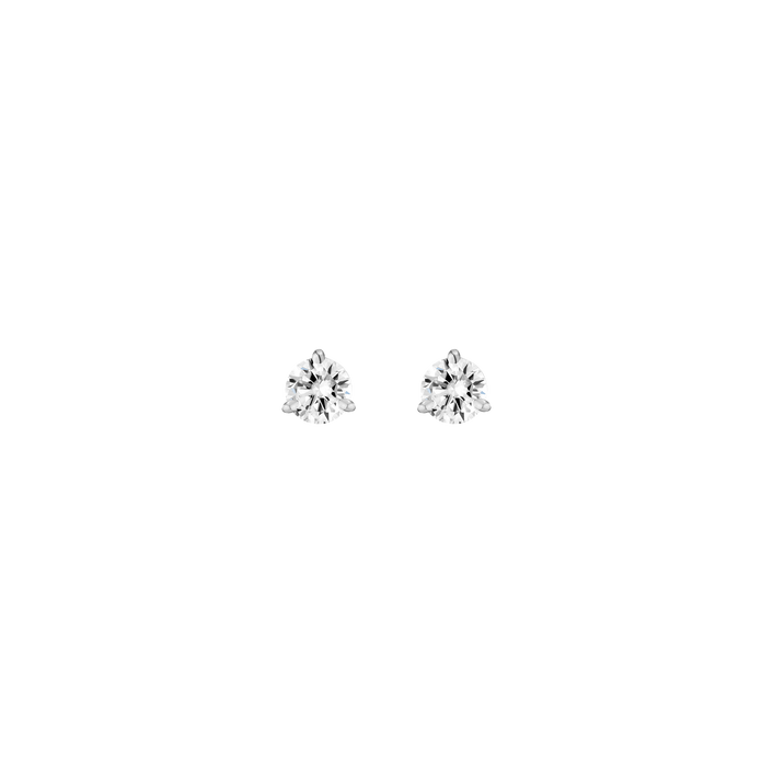 Lab Grown Diamond Three Prong Martini Stud Earrings 14k White Gold Single Pair 1ct First