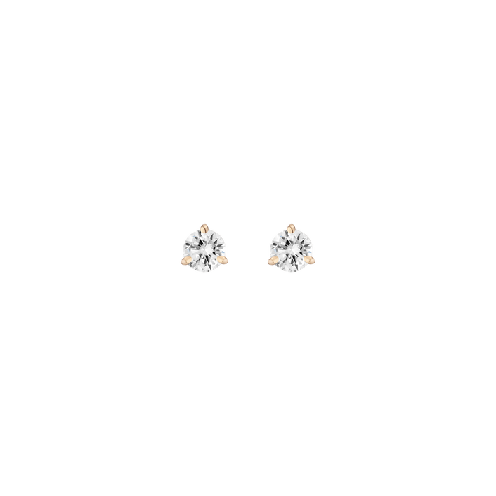 Lab Grown Diamond Three Prong Martini Stud Earrings 14k Yellow Gold Single Pair 1ct First