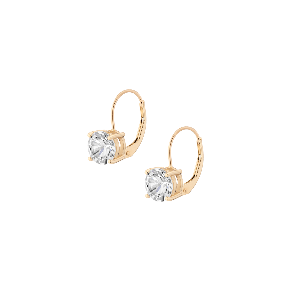 Classic Lab Grown White Sapphire Drop Earrings Vermeil Yellow Gold