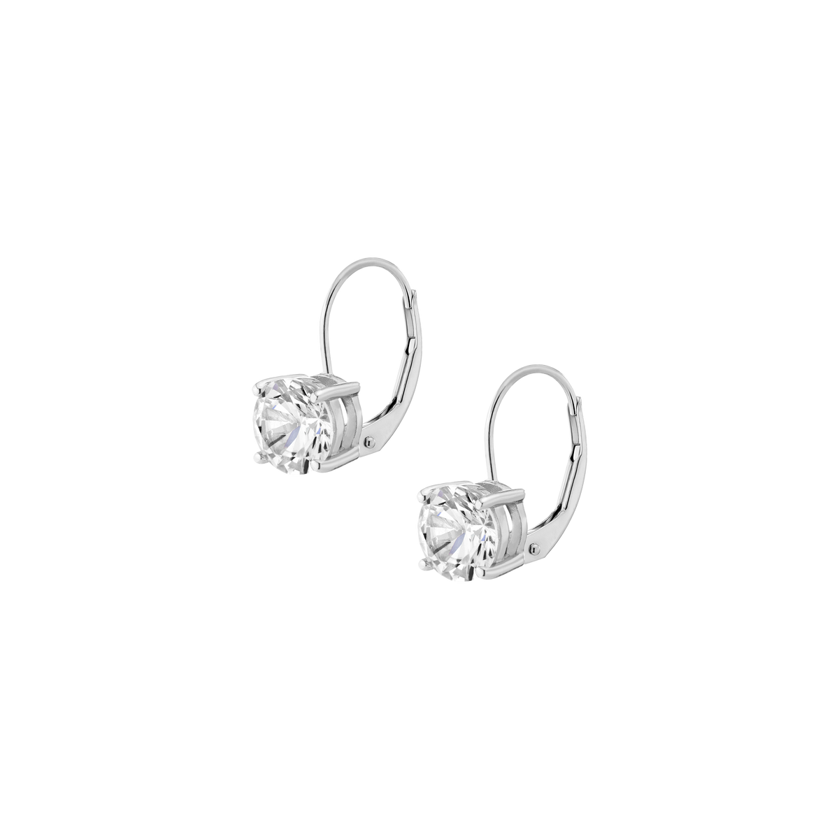 Classic Lab Grown White Sapphire Drop Earrings Vermeil White Gold