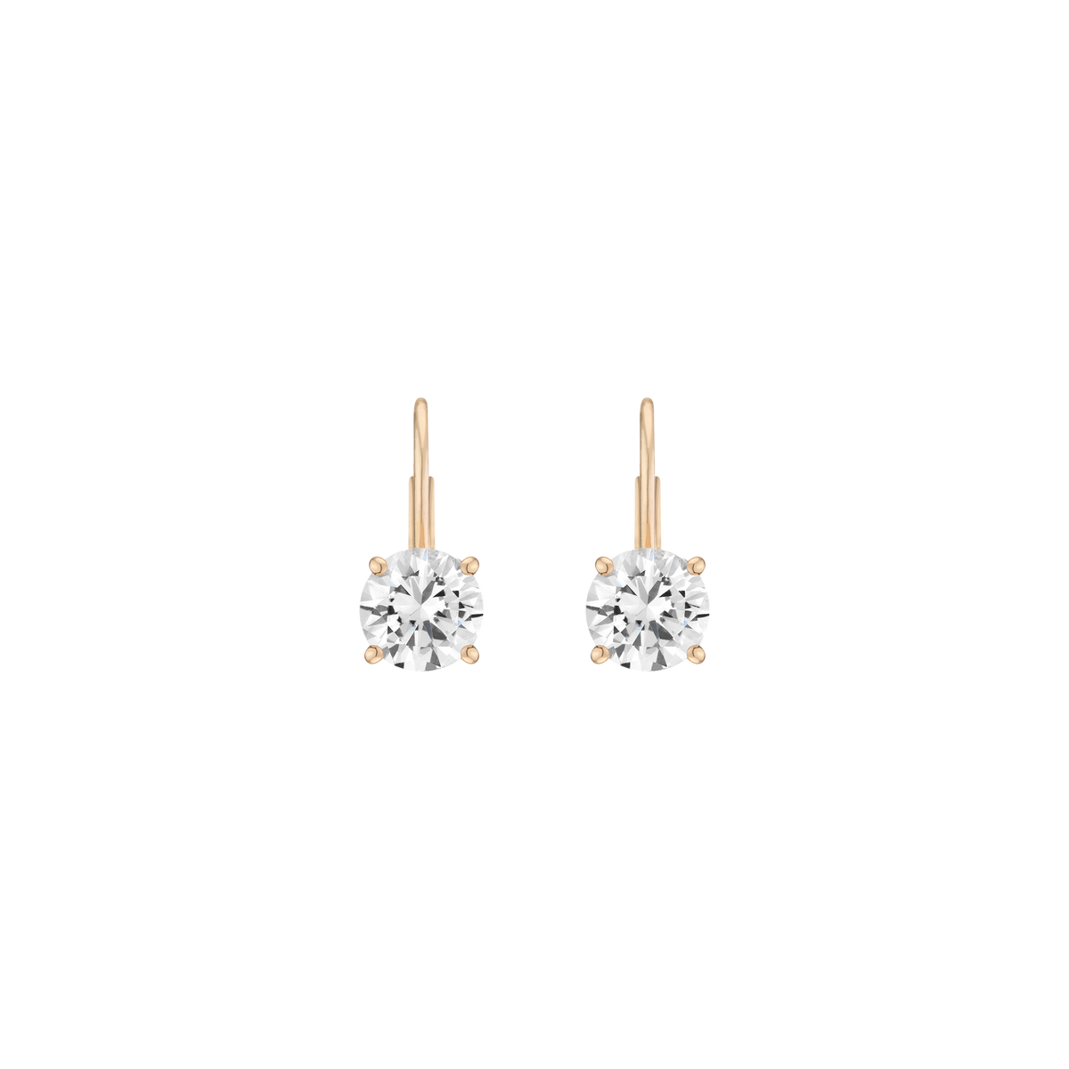 Classic Lab Grown White Sapphire Drop Earrings Vermeil Yellow Gold First