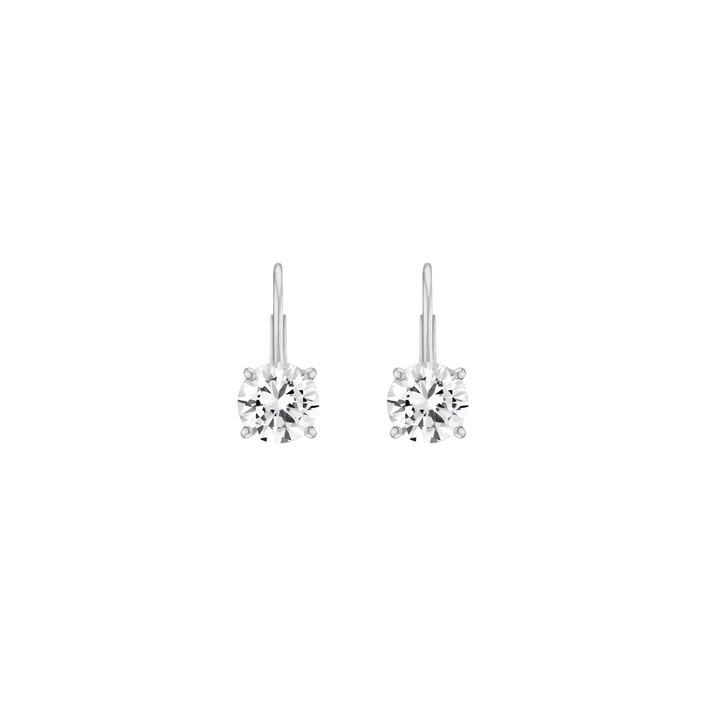Classic Lab Grown White Sapphire Drop Earrings Vermeil White Gold First
