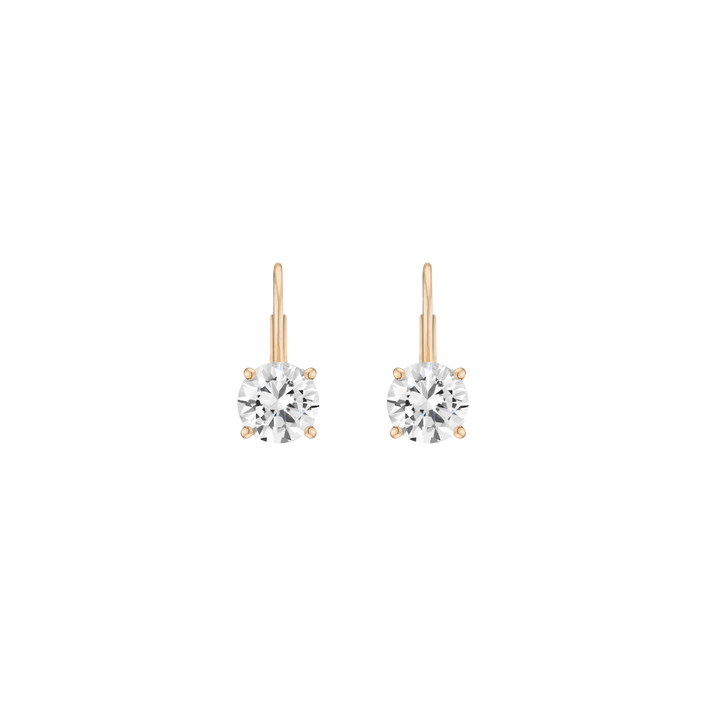 Classic Lab Grown White Sapphire Drop Earrings Vermeil Yellow Gold First