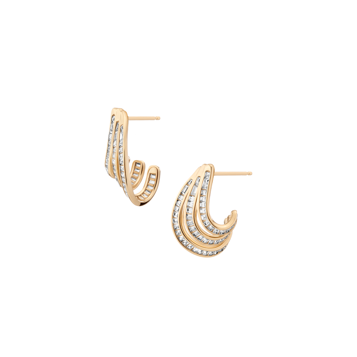 Vintage Baguette Earrings Vermeil Yellow Gold