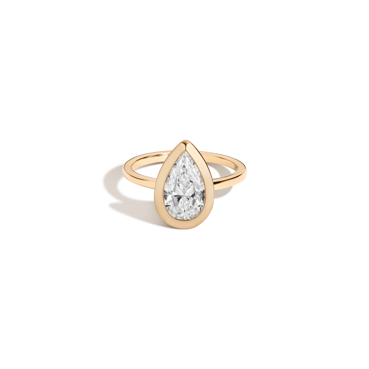 2ct Pear Lab Grown Diamond Bezel Ring 14k 18k Yellow Gold First