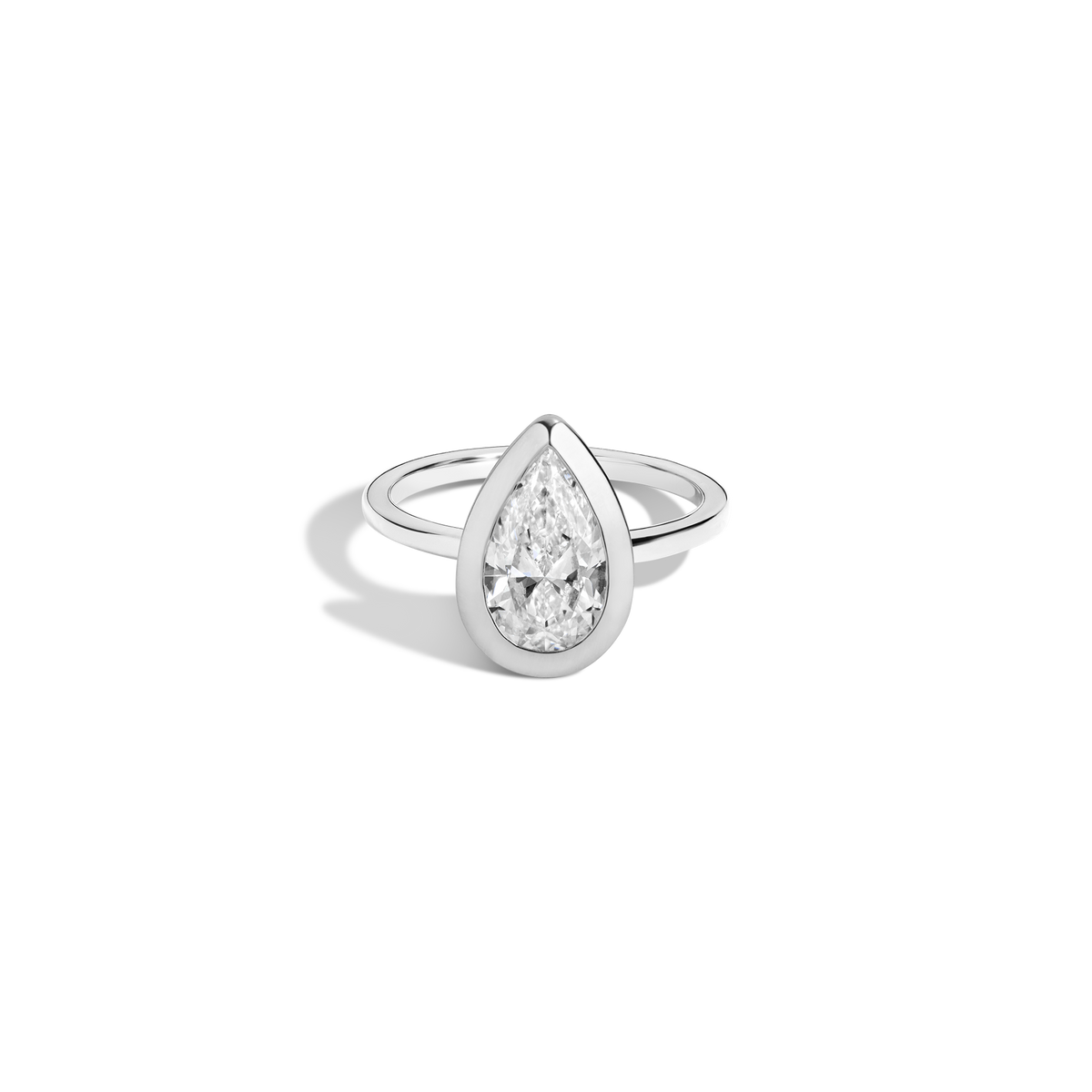 2ct Pear Lab Grown Diamond Bezel Ring 14k 18k Platinum White Gold First