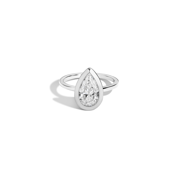 2ct Pear Lab Grown Diamond Bezel Ring 14k 18k Platinum White Gold First
