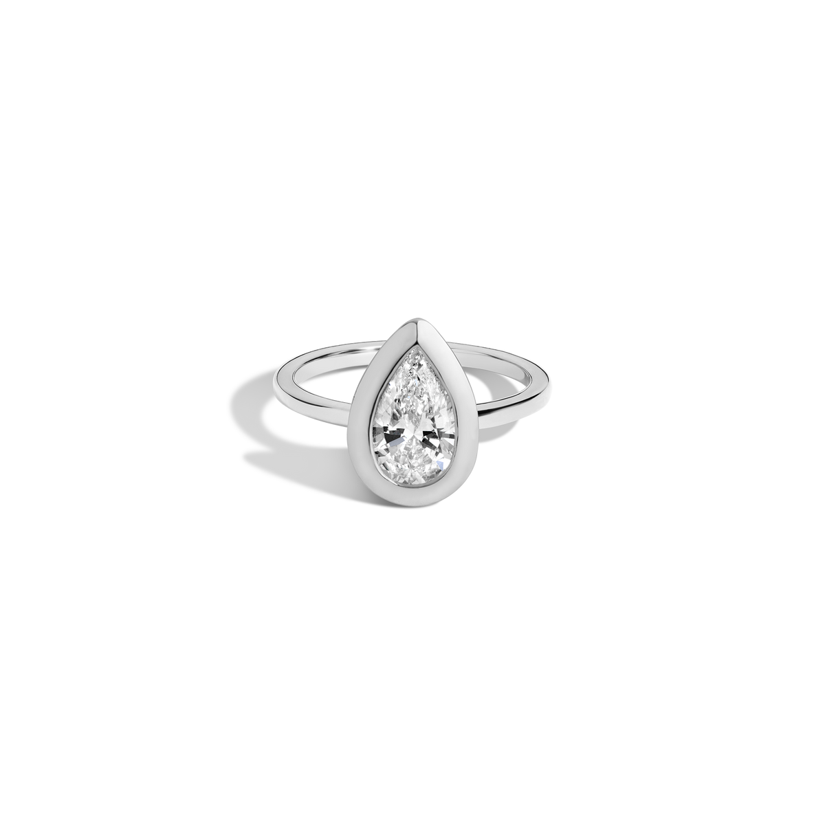 1ct Pear Lab Grown Diamond Bezel Ring 14k 18k Platinum White Gold First