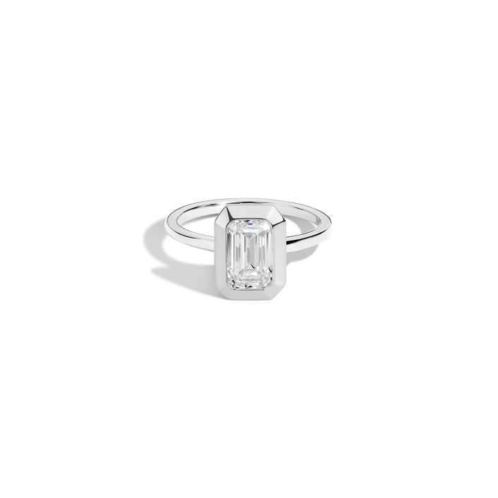 2ct Emerald Lab Grown Diamond Bezel Ring 14k 18k Platinum White Gold First