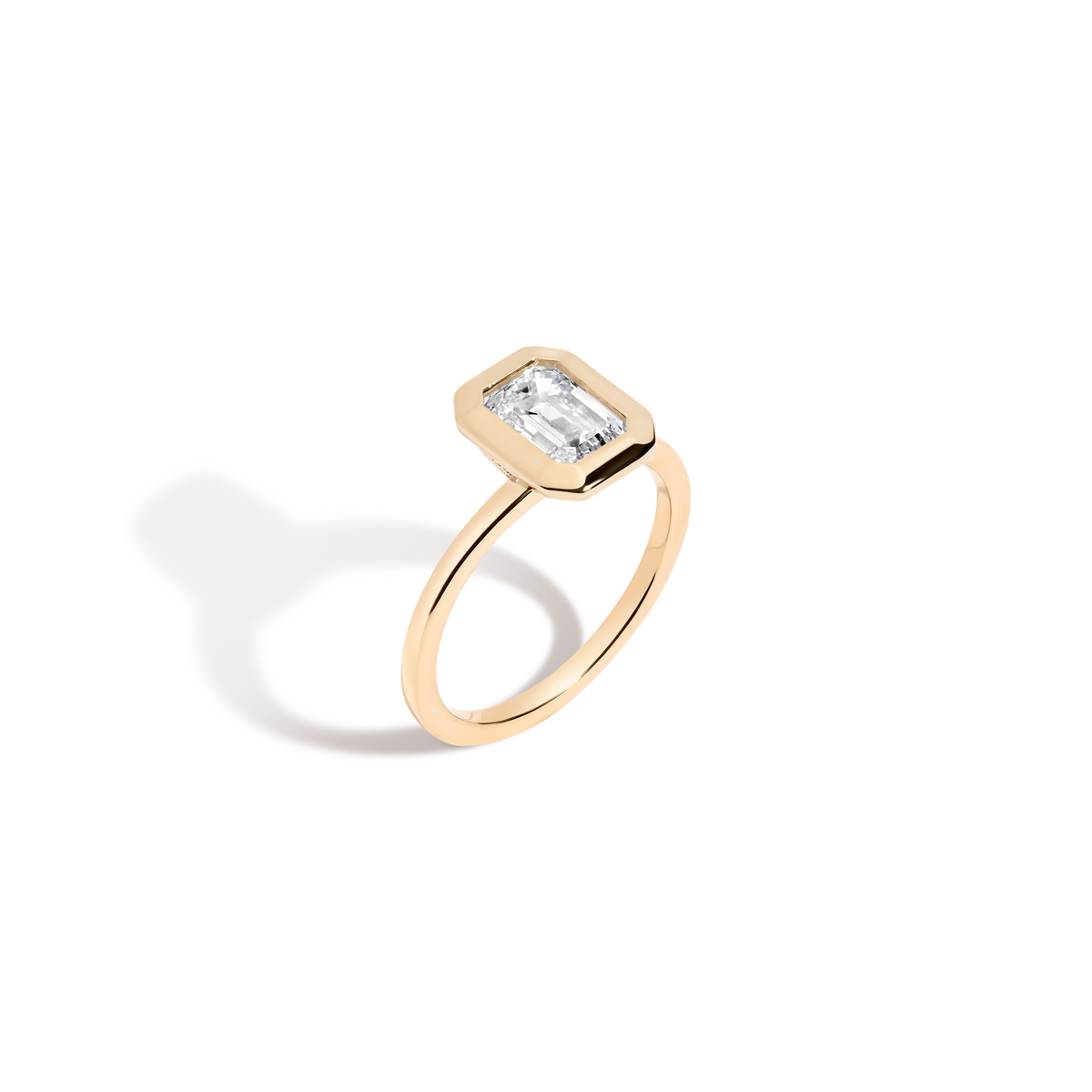 2ct Emerald Lab Grown Diamond Bezel Ring 14k 18k Yellow Gold 