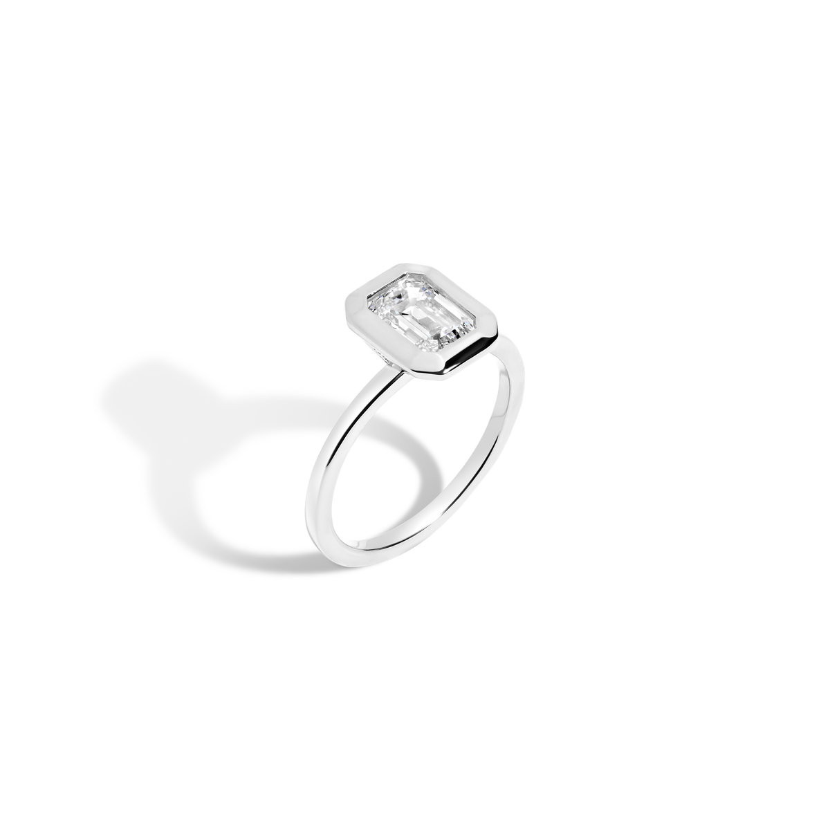 2ct Emerald Lab Grown Diamond Bezel Ring 14k 18k Platinum White Gold 
