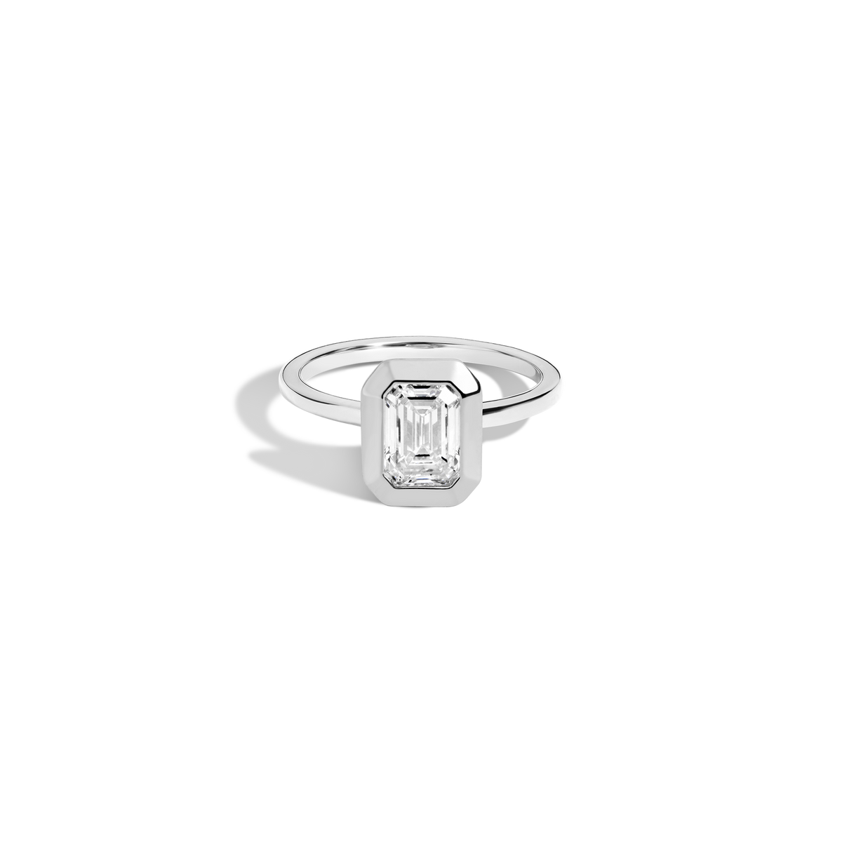 1ct Emerald Lab Grown Diamond Bezel Ring 14k 18k Platinum White Gold First