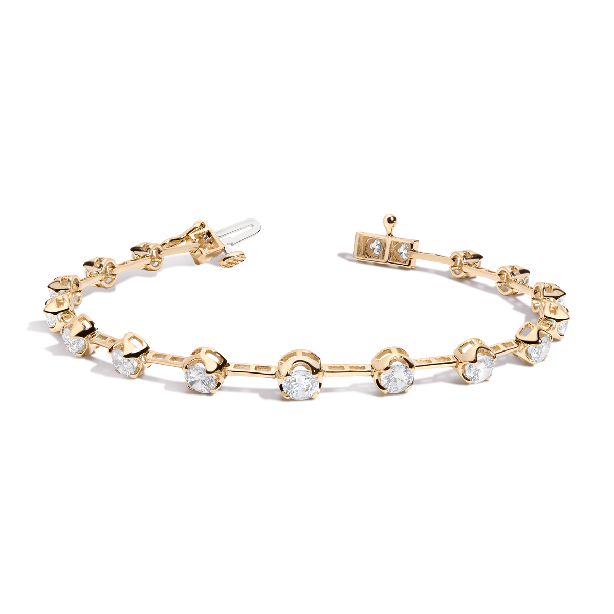3ct Lab Grown Diamond Cupcake Bar Tennis Bracelet 14k Yellow Gold 6.5in 7in 7.5in First