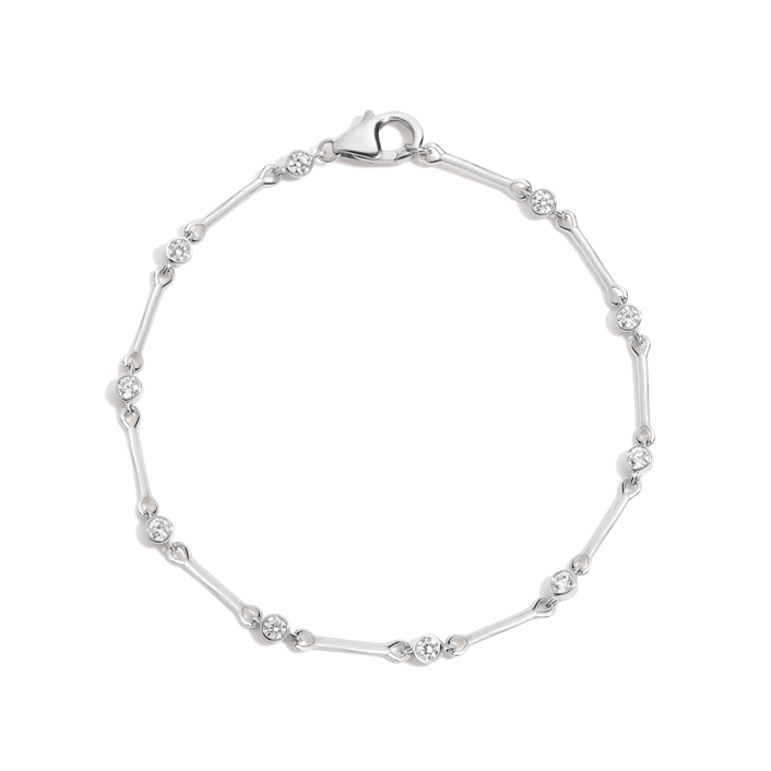 0.5ct Lab Grown Diamond Bezel Bar Chain Bracelet 14k White Gold 6.5in 7in 7.5 First