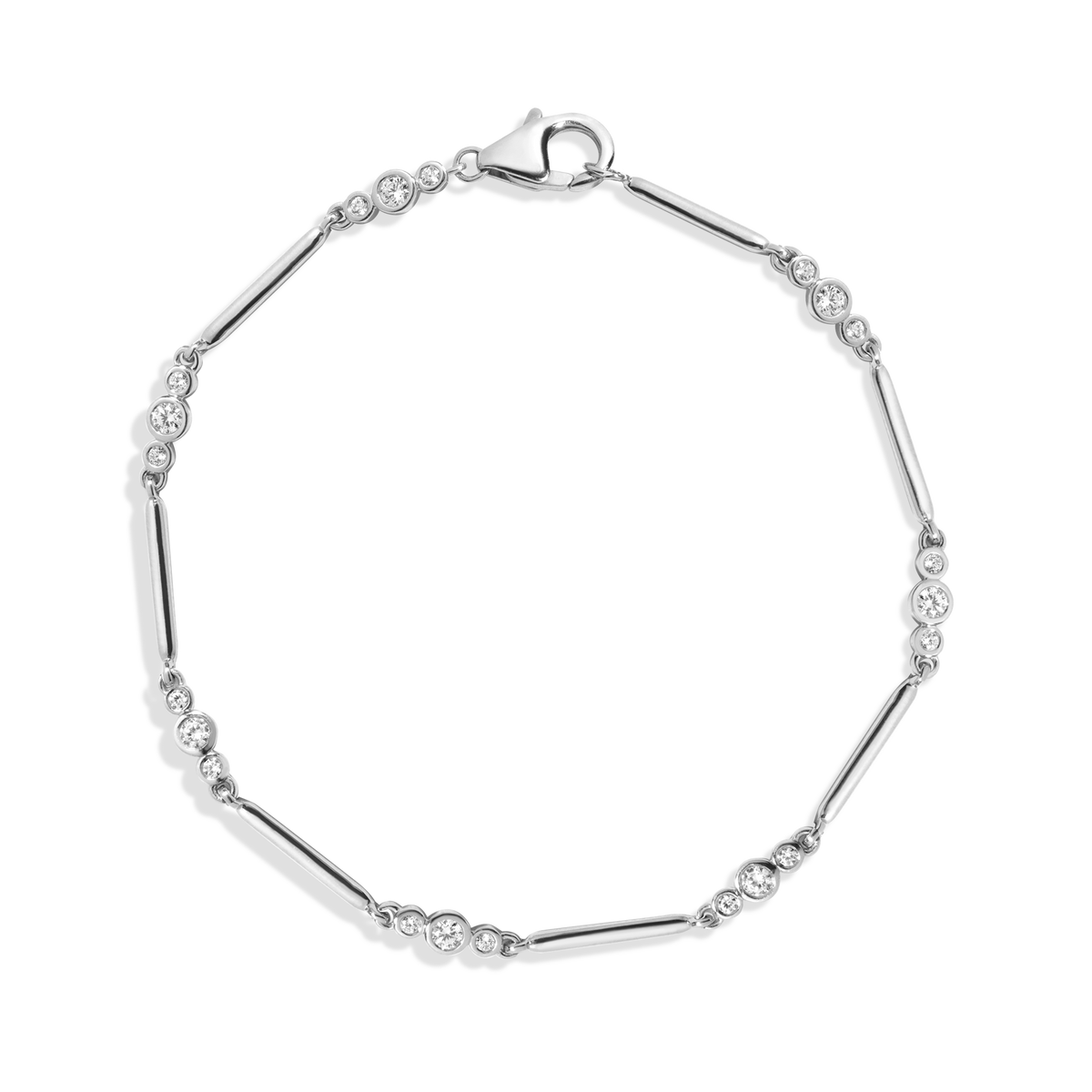 0.5ct Lab Grown Diamond Triple Bezel Bar Chain Bracelet 14k White Gold 6.5in 7in 7.5 First