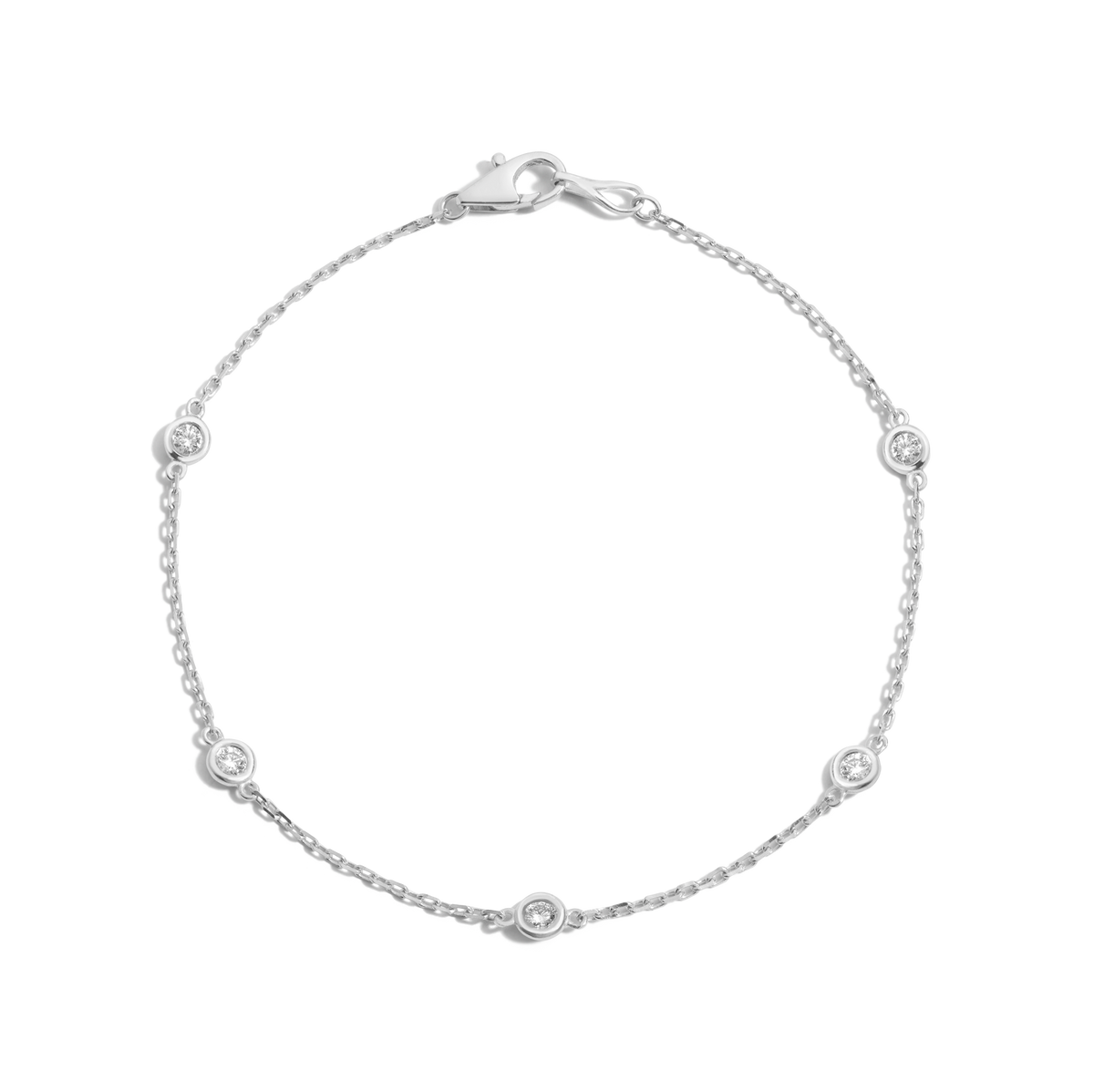 0.4ct Natural Diamond Station Bracelet 14k White Gold 6in 6.5in 7in 7.5in First