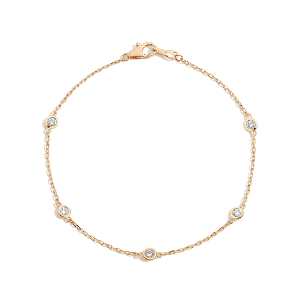 0.4ct Natural Diamond Station Bracelet 14k Yellow Gold 6in 6.5in 7in 7.5in First