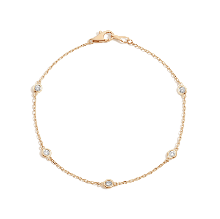 0.4ct Natural Diamond Station Bracelet 14k Yellow Gold 6in 6.5in 7in 7.5in First