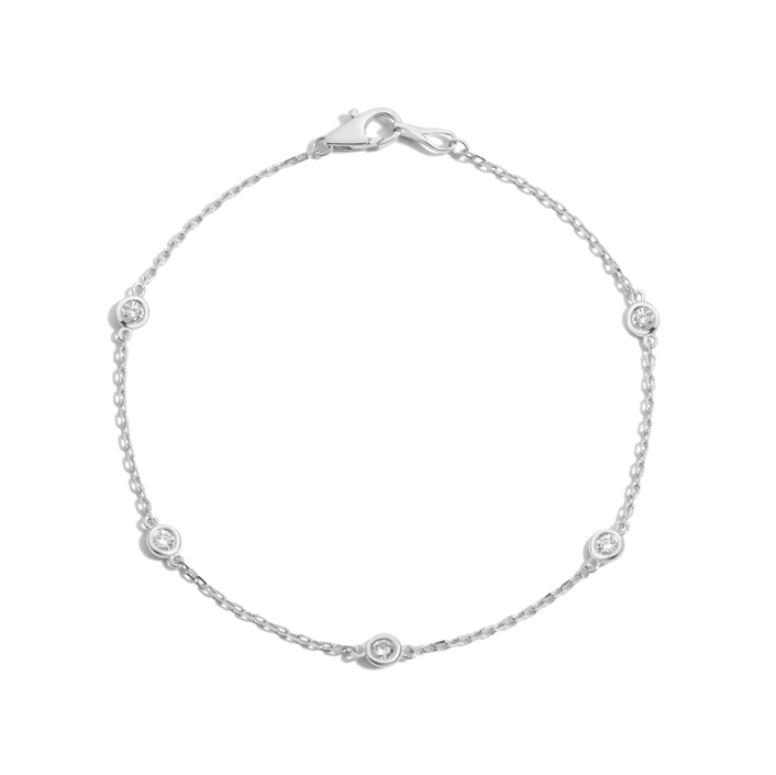 0.4ct Natural Diamond Station Bracelet 14k White Gold 6in 6.5in 7in 7.5in First