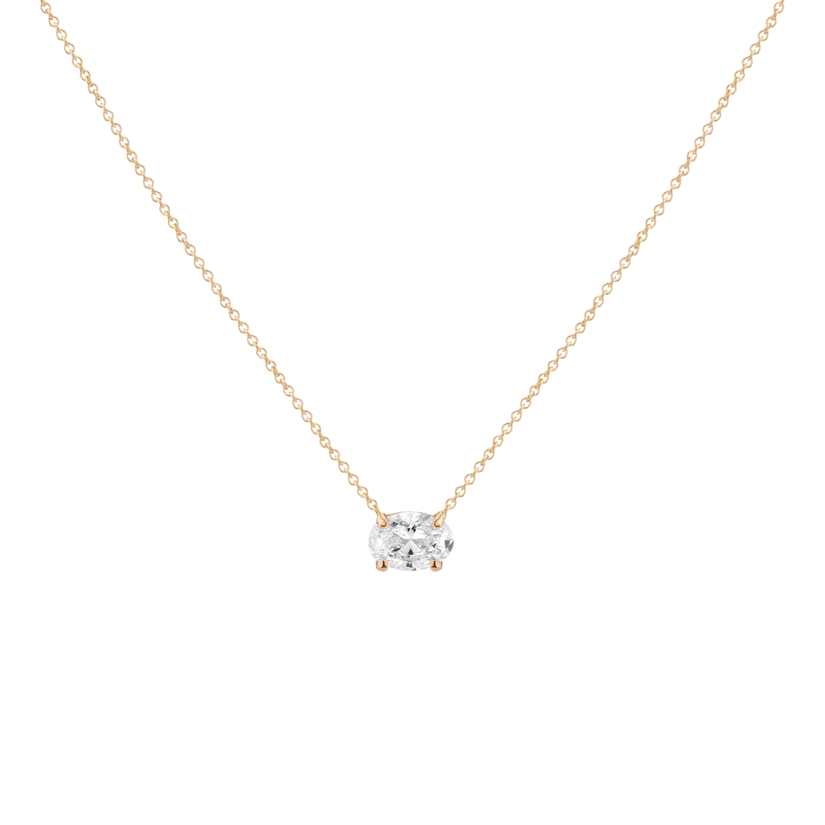 0.75ct Oval Lab Grown Diamond Necklace 14k Yellow Gold First