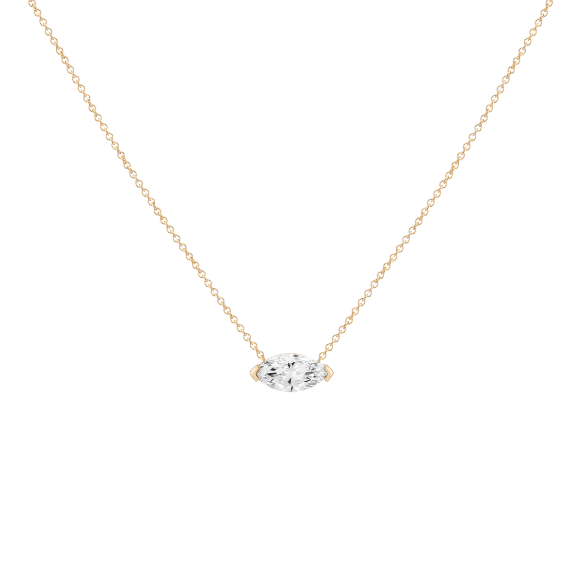 0.75ct Marquise Lab Grown Diamond Necklace 14k Yellow Gold First