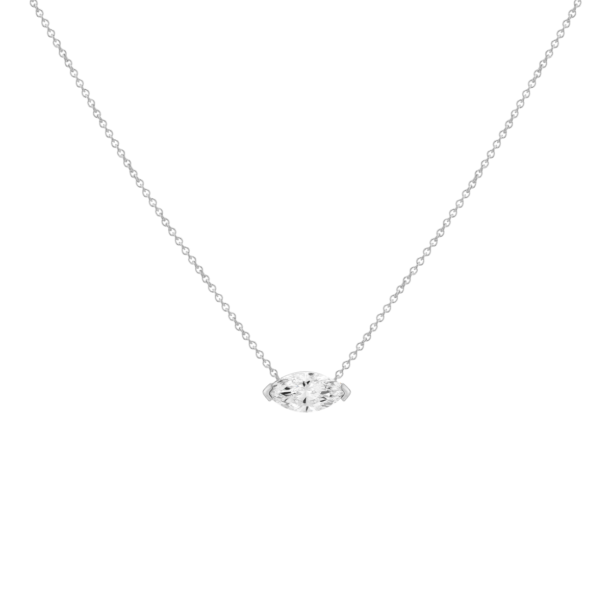 0.75ct Marquise Lab Grown Diamond Necklace 14k White Gold First