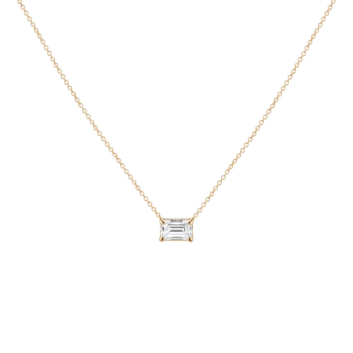 0.75ct Emerald Lab Grown Diamond Necklace 14k Yellow Gold First