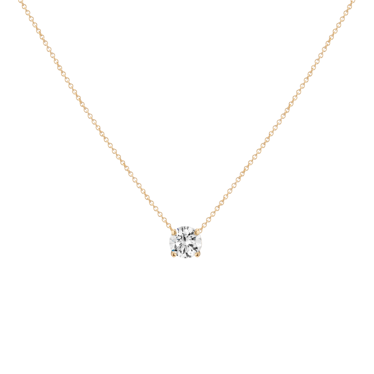 0.75ct Round Lab Grown Diamond Necklace 14k Yellow Gold First