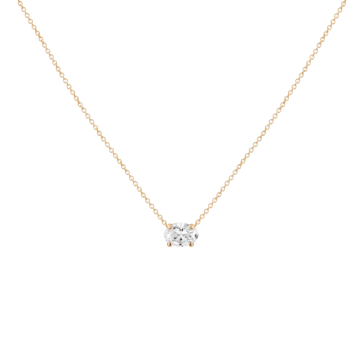 0.5ct Lab Grown Diamond Oval Necklace 14k Yellow Gold First