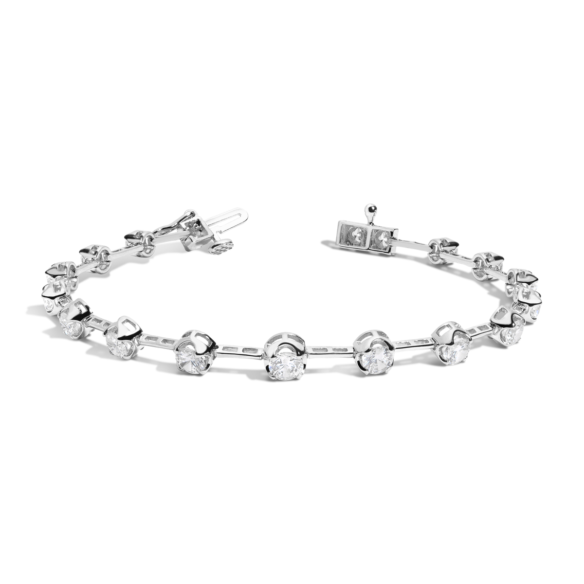 3ct Lab Grown Diamond Cupcake Bar Tennis Bracelet 14k White Gold 6.5in 7in 7.5in First