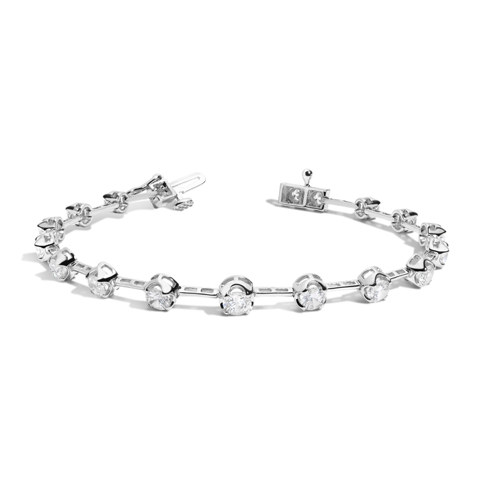 3ct Lab Grown Diamond Cupcake Bar Tennis Bracelet 14k White Gold 6.5in 7in 7.5in First