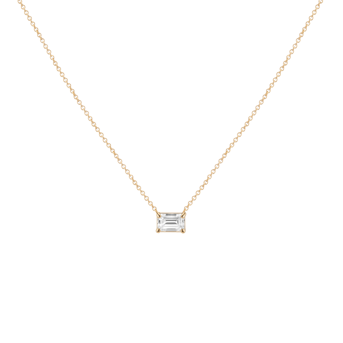 0.5ct Lab Grown Diamond Emerald Necklace 14k Yellow Gold First