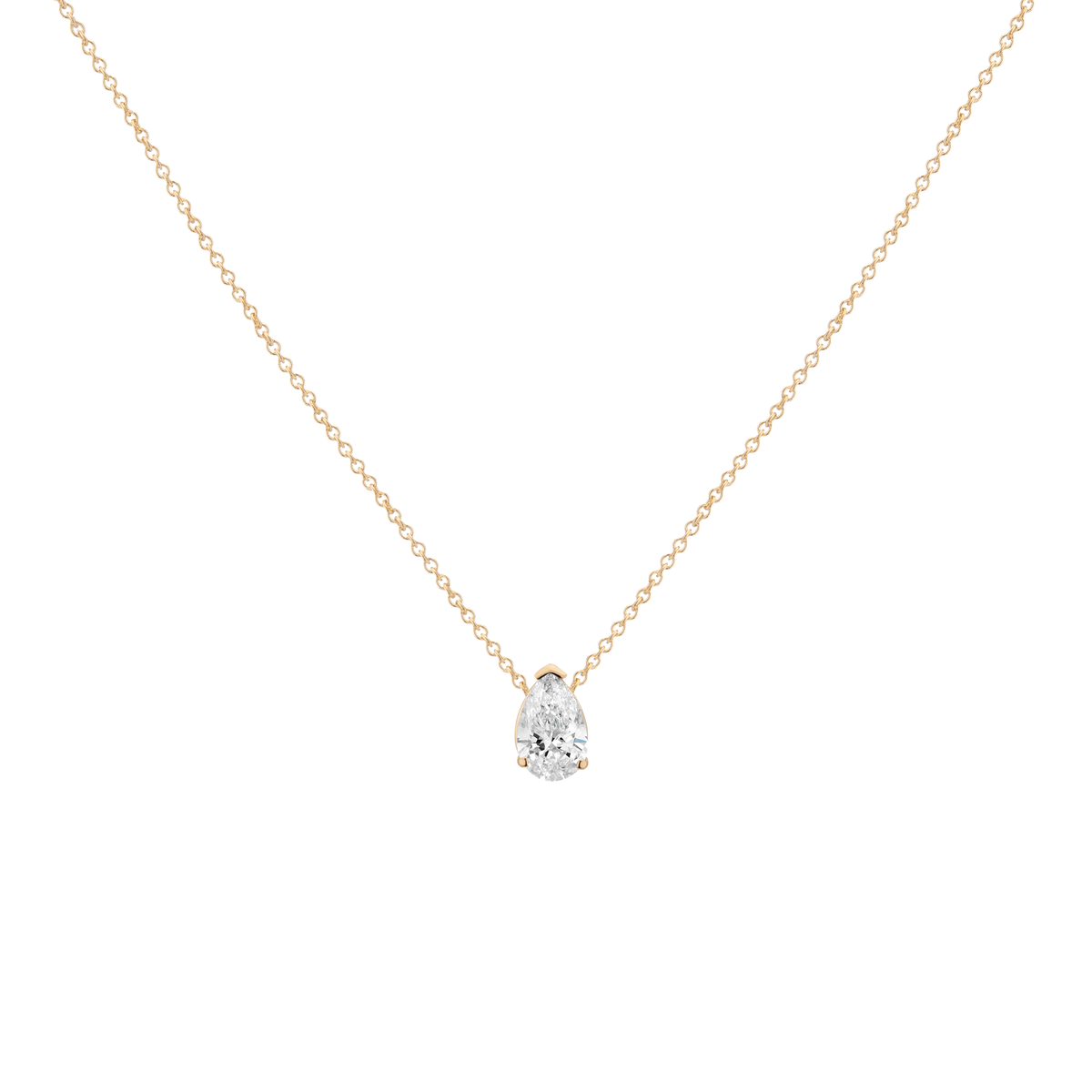 0.5ct Lab Grown Diamond Pear Necklace 14k Yellow Gold First