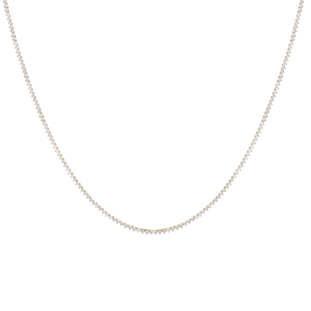4ct Three-Prong Lab Grown Diamond Tennis Necklace 14k Yellow Gold 16in 18in First