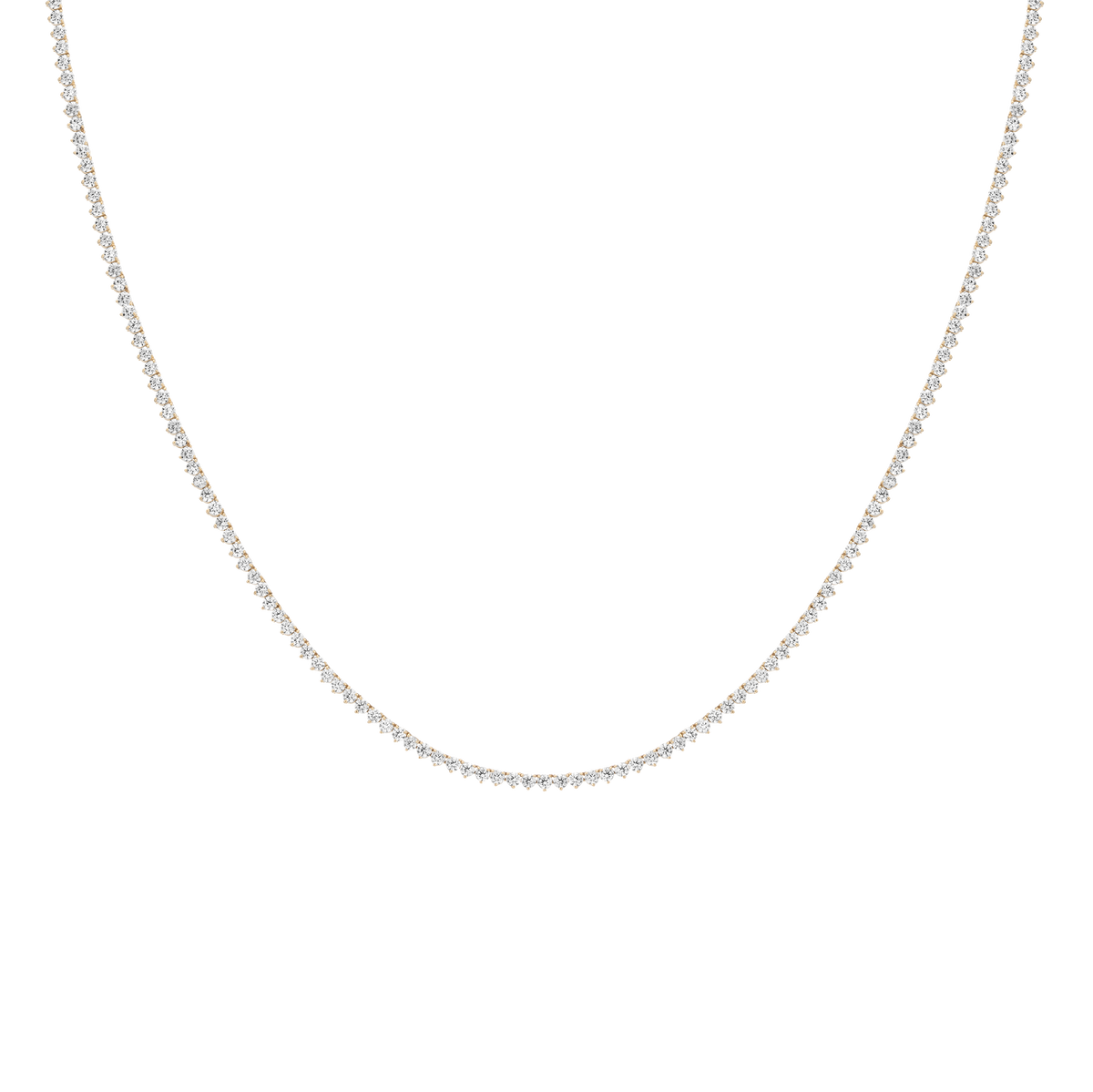 6ct Three-Prong Lab Grown Diamond Tennis Necklace 14k Yellow Gold 16in 18in First