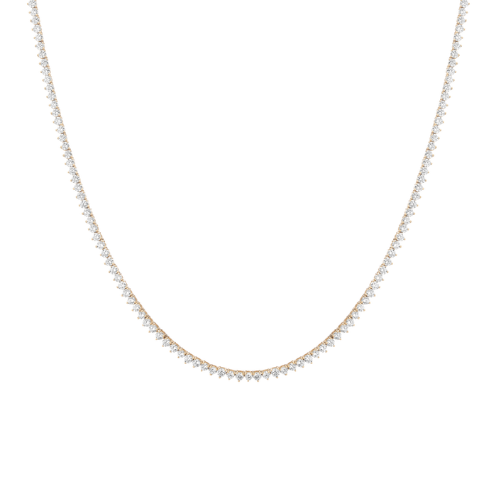 7ct Three-Prong Lab Grown Diamond Tennis Necklace 14k Yellow Gold 16in 18in First