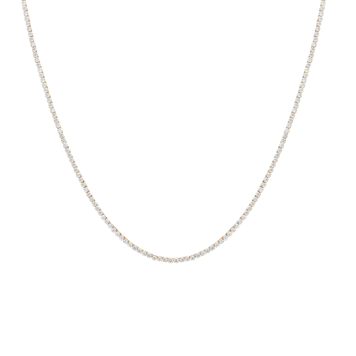 7ct Lightweight Lab Grown Diamond Tennis Necklace 14k Yellow Gold 16in 18in First
