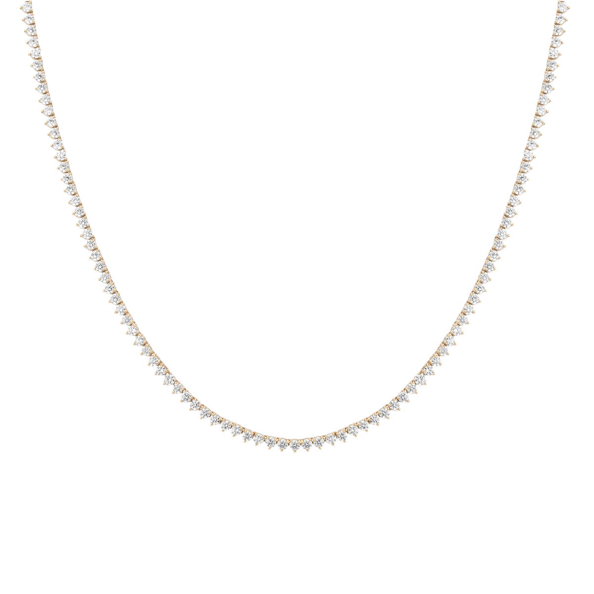 8ct Three-Prong Lab Grown Diamond Tennis Necklace 14k Yellow Gold 16in 18in First