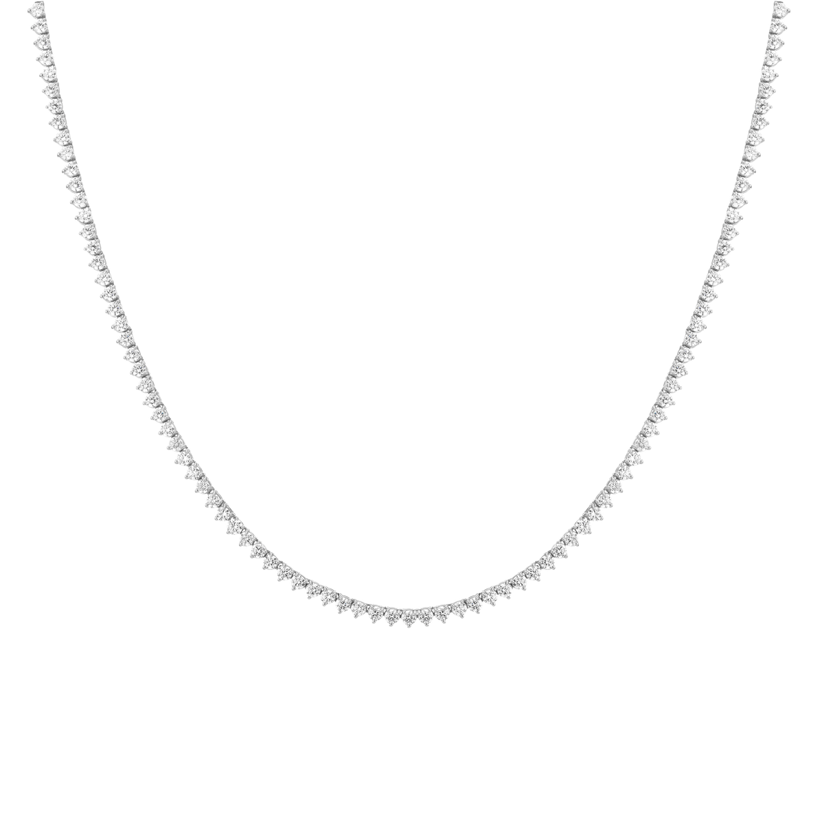 8ct Three-Prong Lab Grown Diamond Tennis Necklace 14k White Gold 16in 18in First