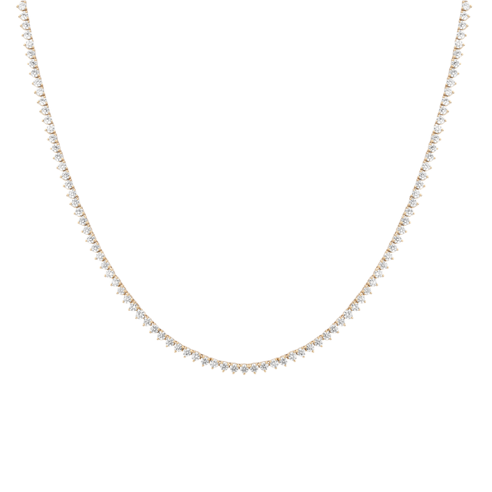 8ct Three-Prong Lab Grown Diamond Tennis Necklace 14k Yellow Gold 16in 18in First
