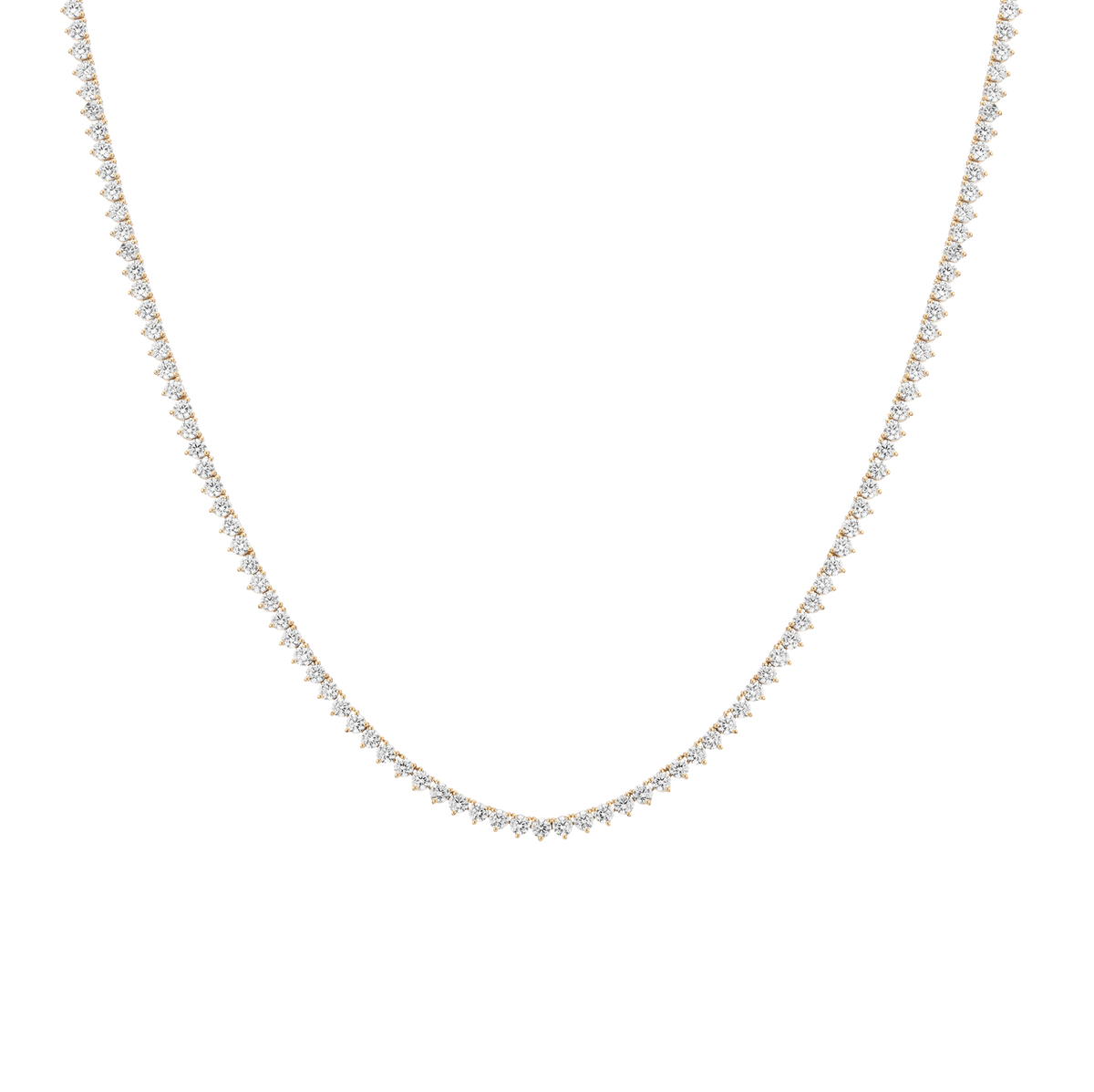 9ct Three-Prong Lab Grown Diamond Tennis Necklace 14k Yellow Gold 16in 18in First
