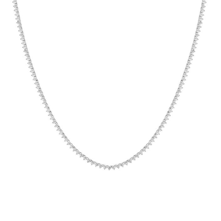 9ct Three-Prong Lab Grown Diamond Tennis Necklace 14k White Gold 16in 18in First