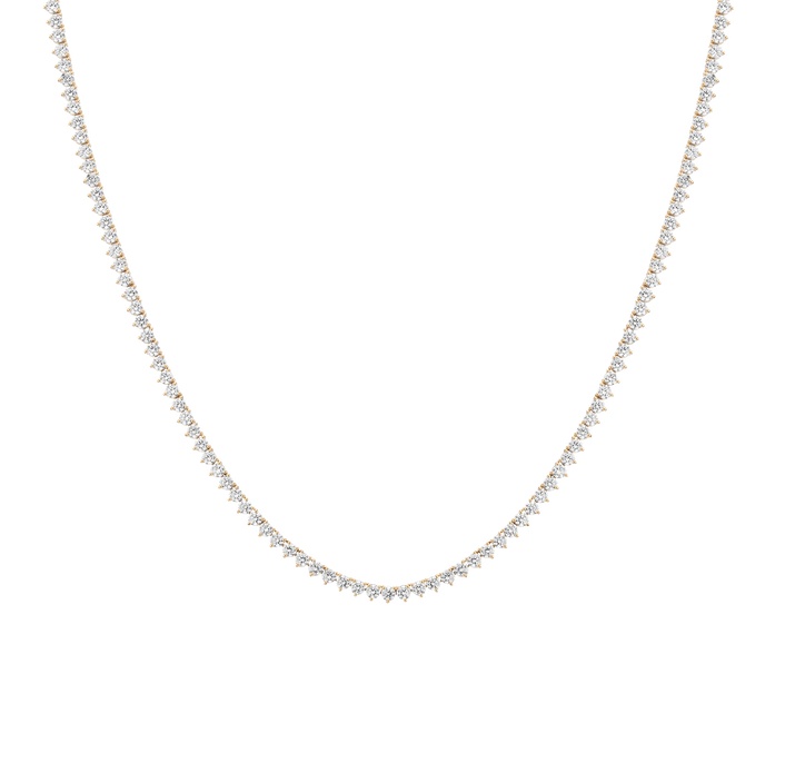 9ct Three-Prong Lab Grown Diamond Tennis Necklace 14k Yellow Gold 16in 18in First