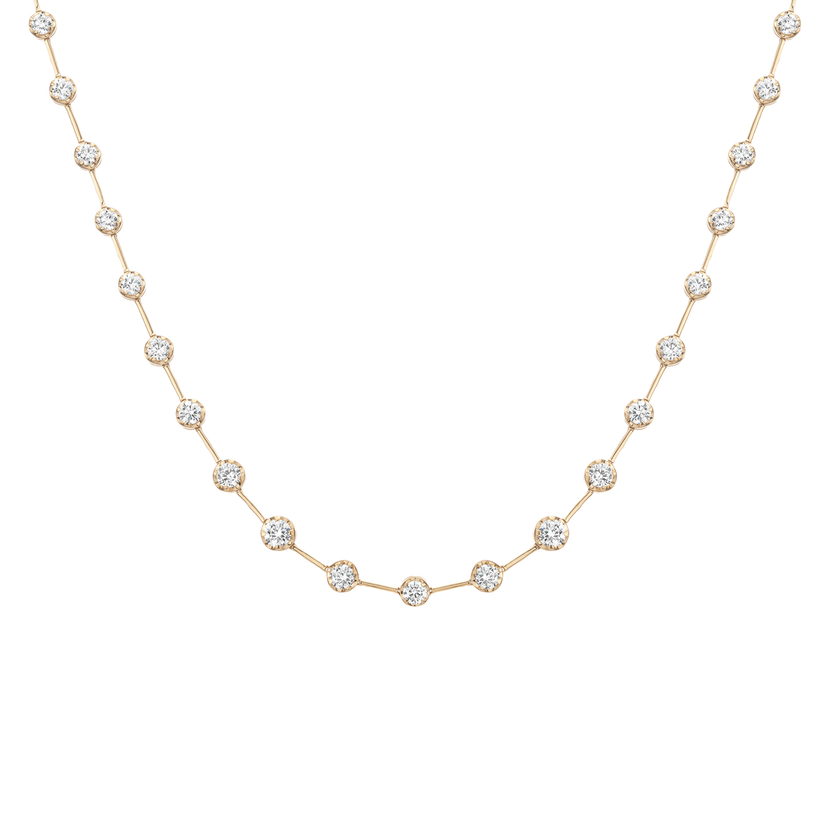 5ct Lab Grown Diamond Graduated Cupcake Bar Tennis Necklace 14k Yellow Gold 16in 18in First