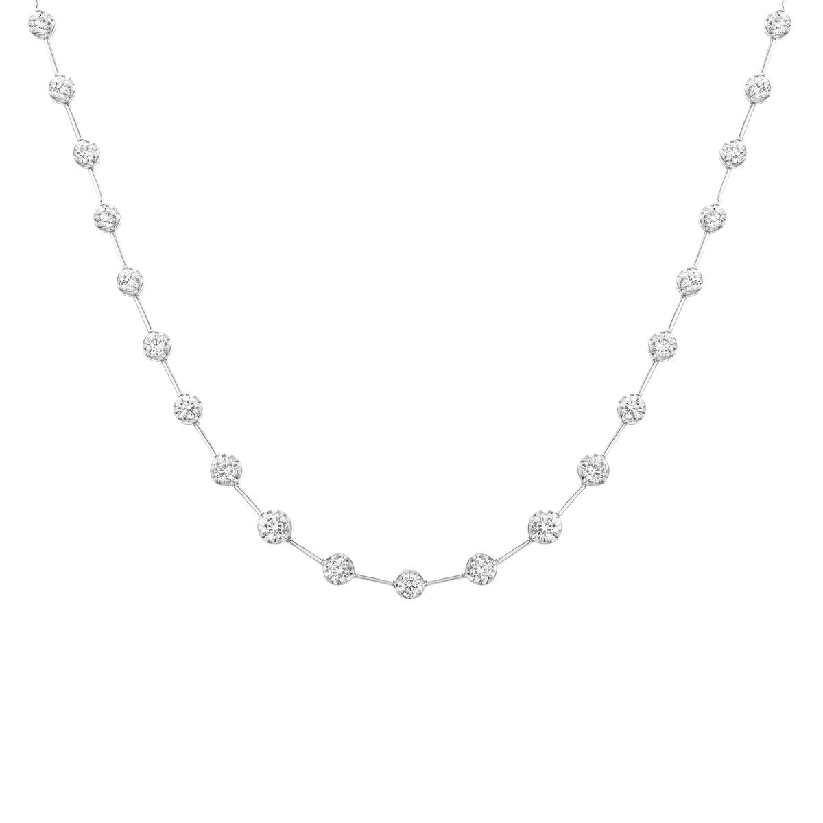 5ct Lab Grown Diamond Graduated Cupcake Bar Tennis Necklace 14k White Gold 16in 18in First