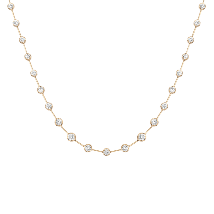 5ct Lab Grown Diamond Graduated Cupcake Bar Tennis Necklace 14k Yellow Gold 16in 18in First